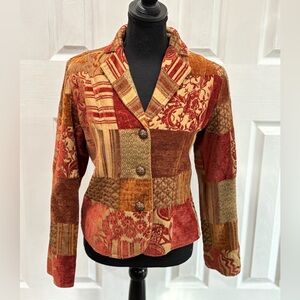 Erin London Vintage Multicolor Patchwork Blazer size PM